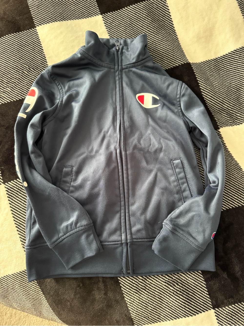 Champion Kids Navy Full-Zip Hoodie with Logo Accents